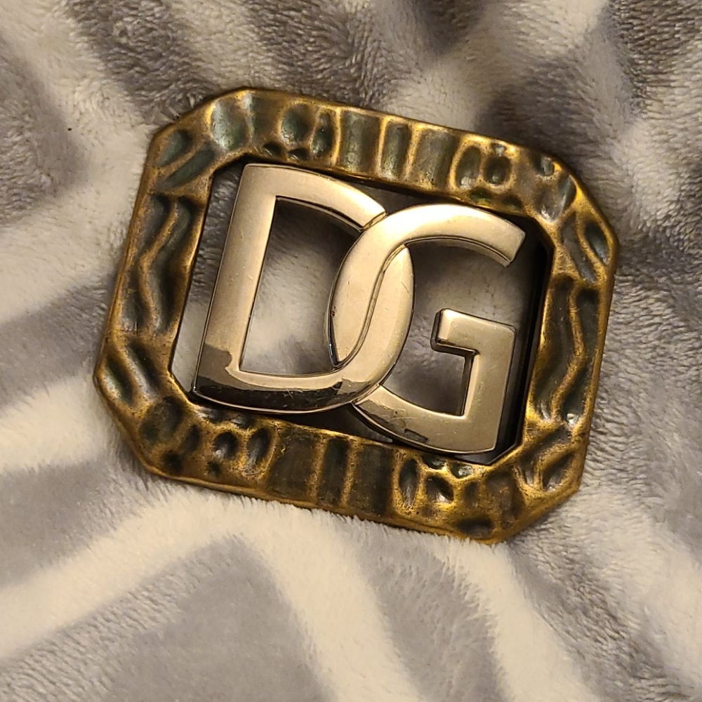 DG Logo Metal Belt Buckle in Antique Gold and Silver
